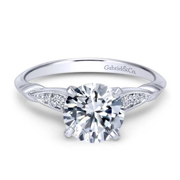 14K White Gold Round Diamond Engagement Ring