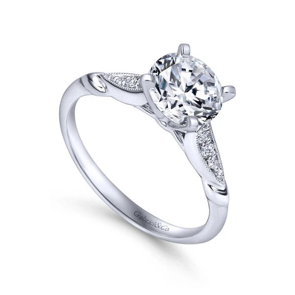 14K White Gold Round Diamond Engagement Ring