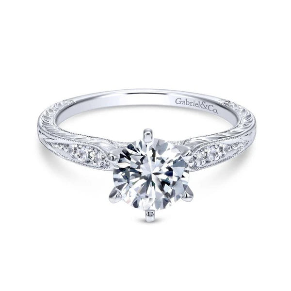 14K White Gold Round Diamond Engagement Ring