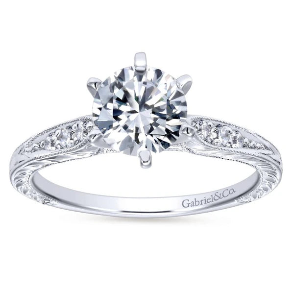 14K White Gold Round Diamond Engagement Ring