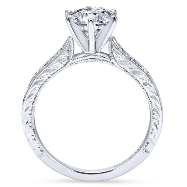 14K White Gold Round Diamond Engagement Ring
