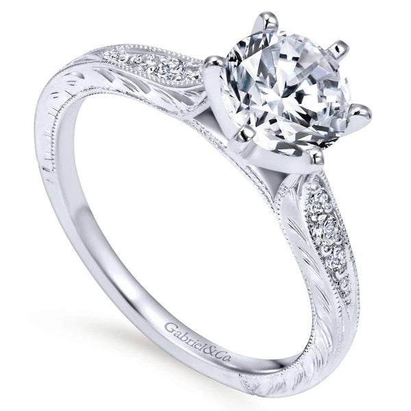 14K White Gold Round Diamond Engagement Ring