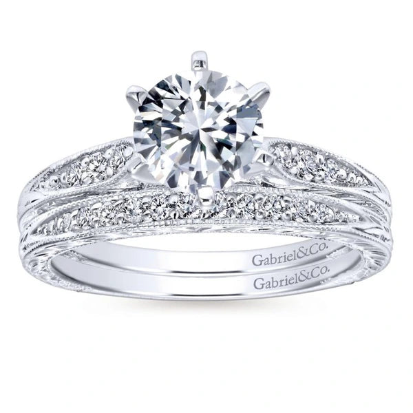 14K White Gold Round Diamond Engagement Ring