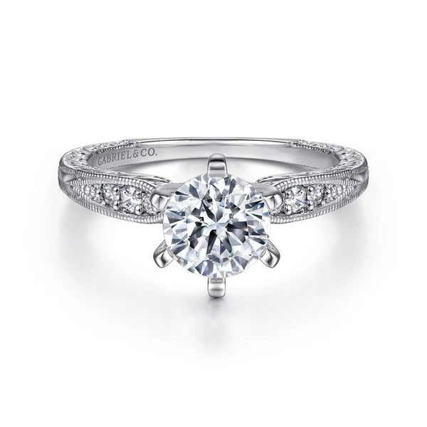 14K White Gold Round Diamond Engagement Ring