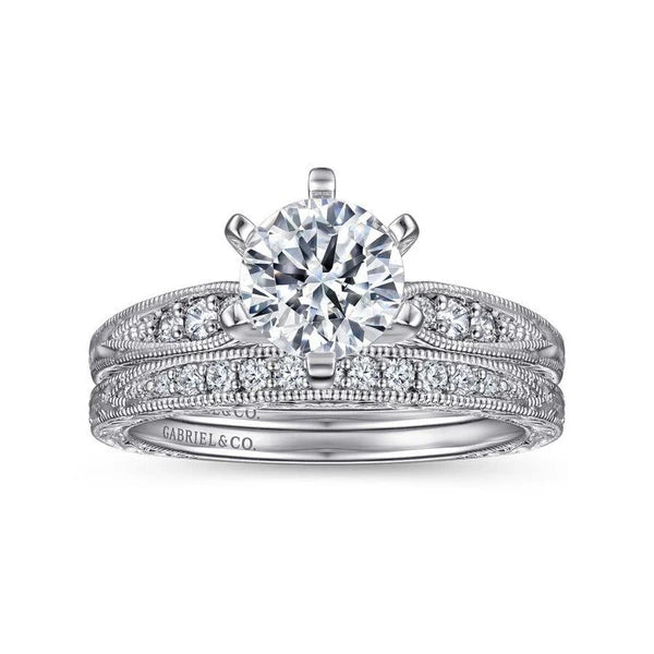 14K White Gold Round Diamond Engagement Ring