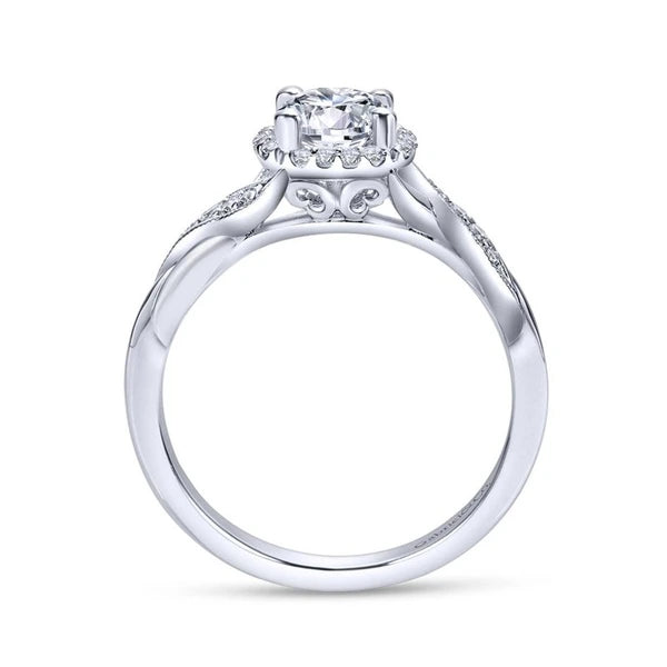 14K White Gold Round Halo Diamond Engagement Ring