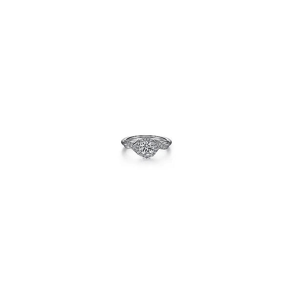 14K White Gold Round Halo Diamond Engagement Ring