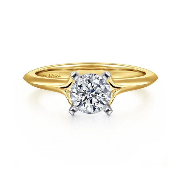 14K White-Yellow Gold Round Diamond Engagement Ring