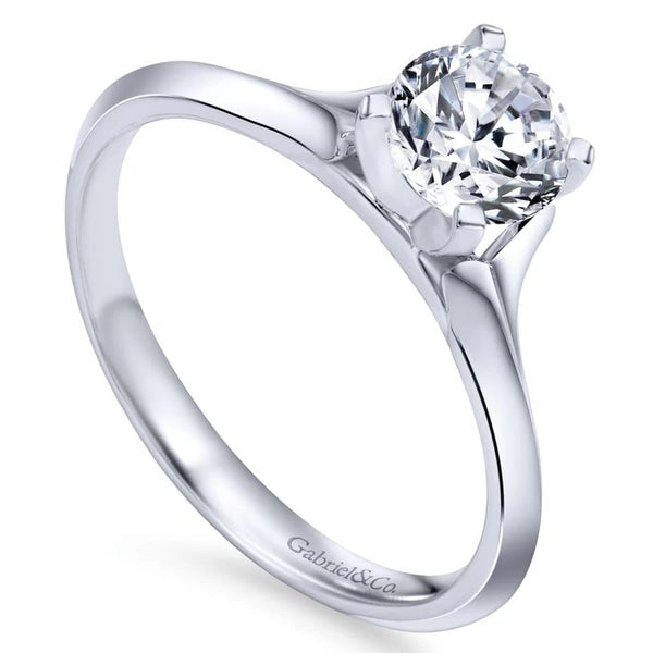 14K White Gold Round Diamond Engagement Ring