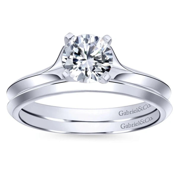 14K White Gold Round Diamond Engagement Ring
