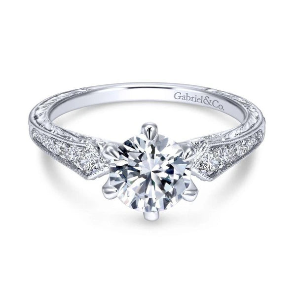 14K White Gold Round Diamond Engagement Ring