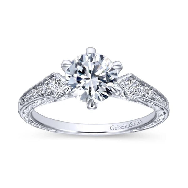 14K White Gold Round Diamond Engagement Ring
