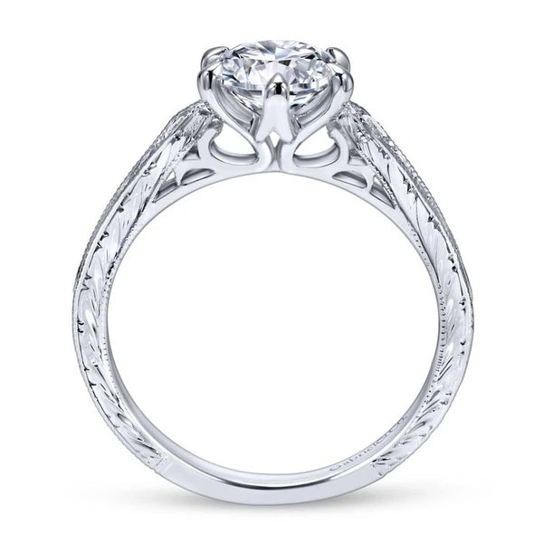 14K White Gold Round Diamond Engagement Ring