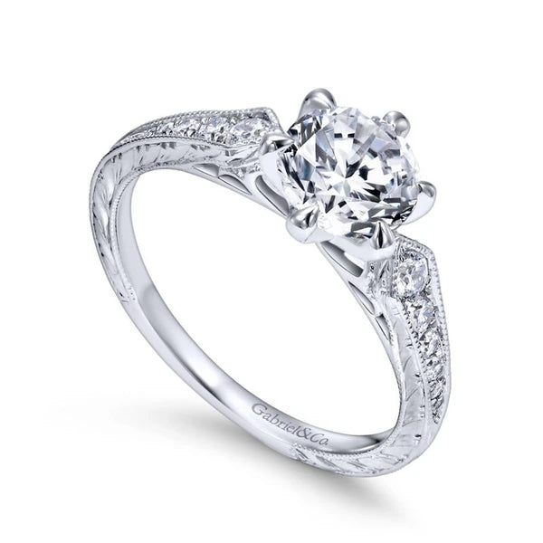 14K White Gold Round Diamond Engagement Ring