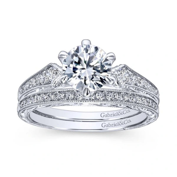 14K White Gold Round Diamond Engagement Ring