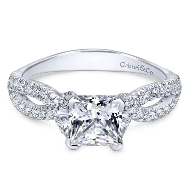 14K White Gold Princess Cut Diamond Engagement Ring