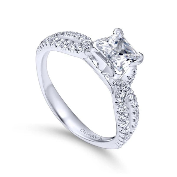 14K White Gold Princess Cut Diamond Engagement Ring