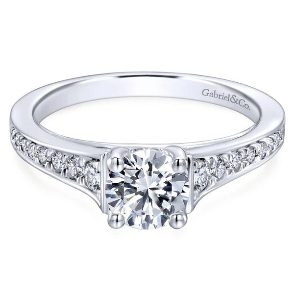 14K White Gold Round Diamond Engagement Ring