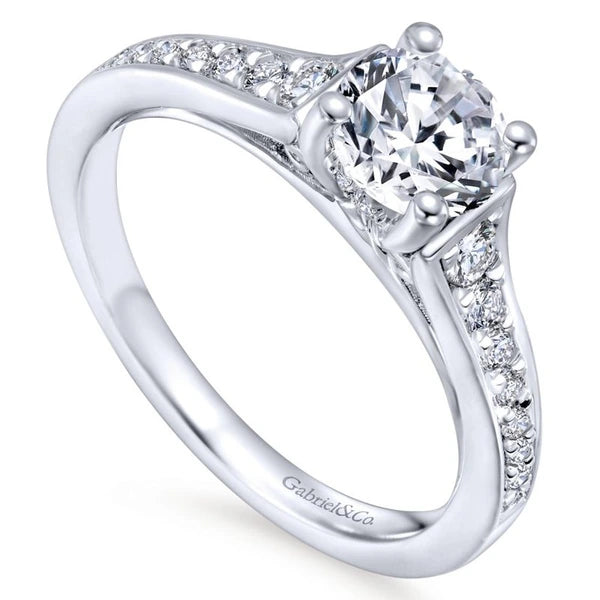 14K White Gold Round Diamond Engagement Ring