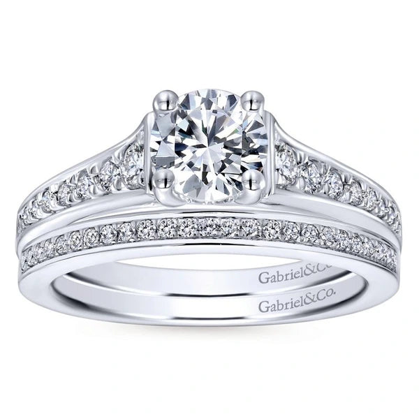 14K White Gold Round Diamond Engagement Ring