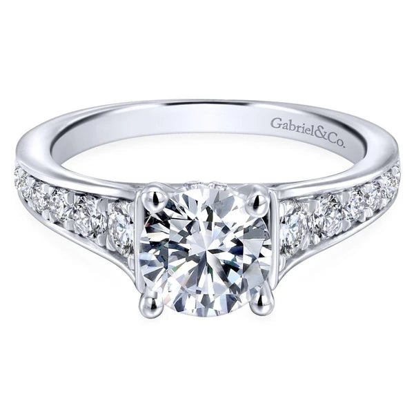 14K White Gold Round Diamond Engagement Ring