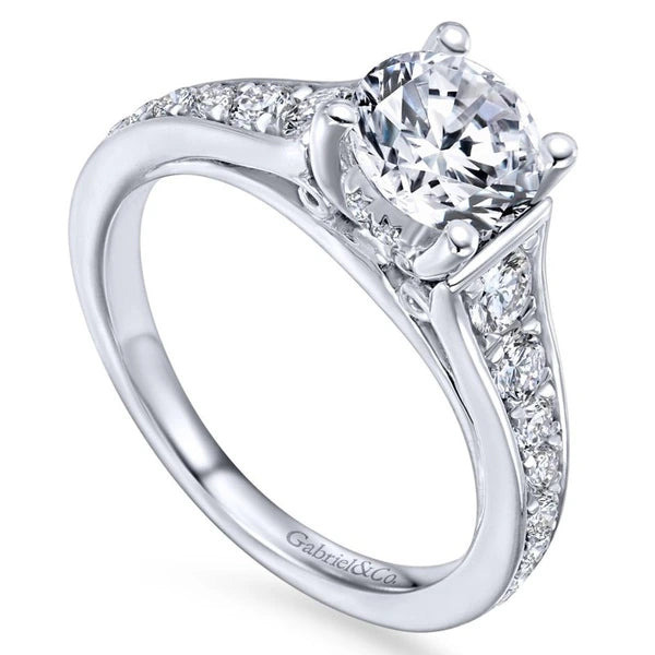 14K White Gold Round Diamond Engagement Ring