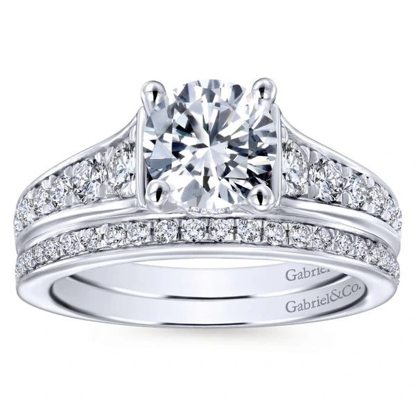 14K White Gold Round Diamond Engagement Ring
