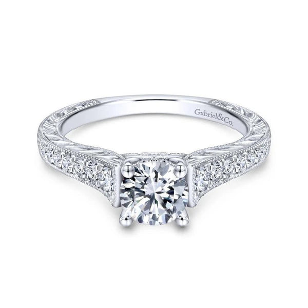 14K White Gold Round Diamond Engagement Ring