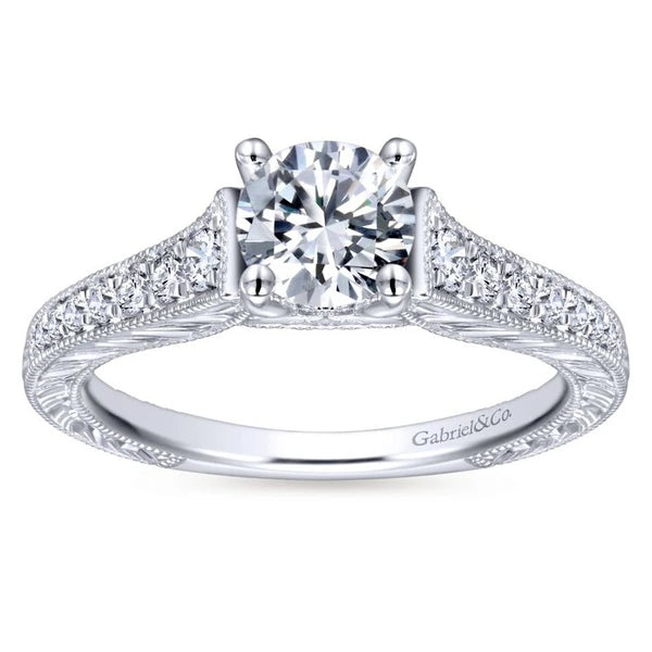 14K White Gold Round Diamond Engagement Ring