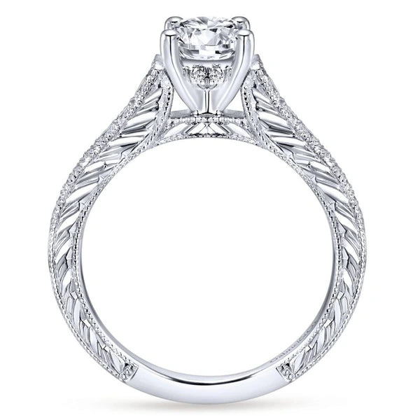 14K White Gold Round Diamond Engagement Ring