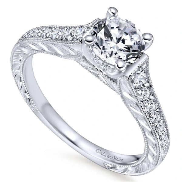 14K White Gold Round Diamond Engagement Ring