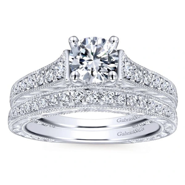 14K White Gold Round Diamond Engagement Ring