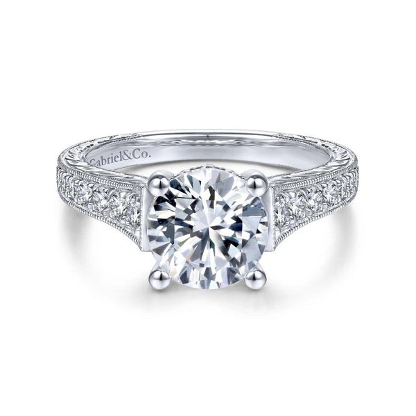 14K White Gold Round Diamond Engagement Ring