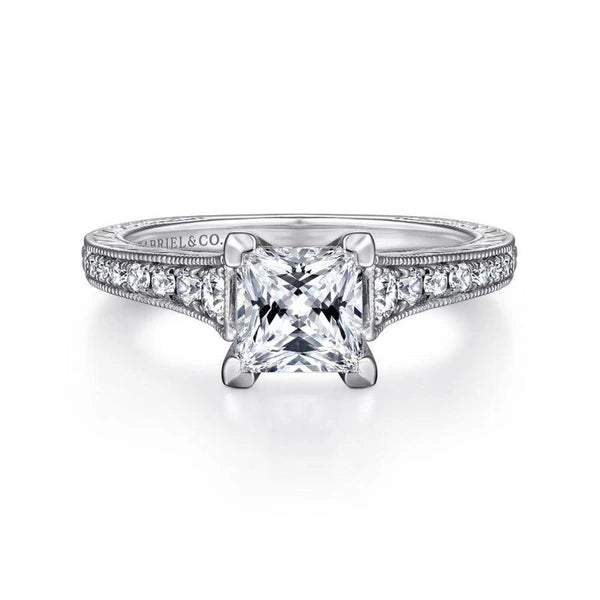 14K White Gold Princess Cut Diamond Engagement Ring