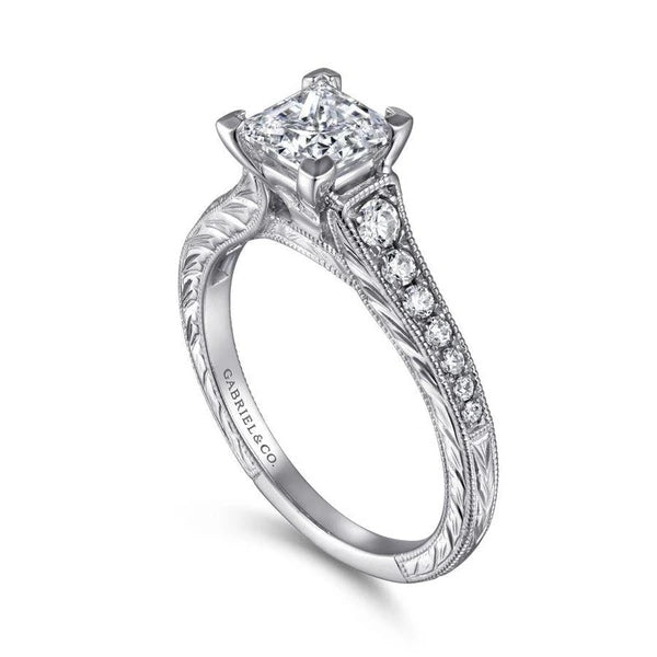 14K White Gold Princess Cut Diamond Engagement Ring