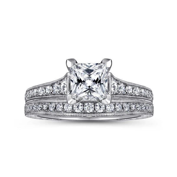 14K White Gold Princess Cut Diamond Engagement Ring