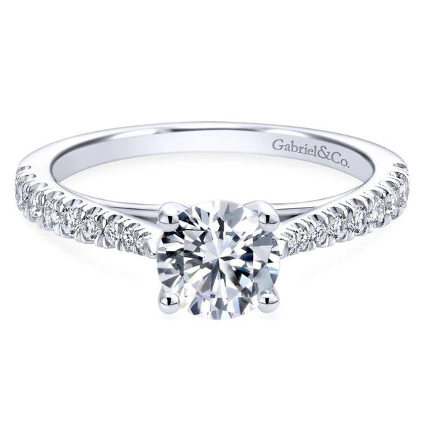 14K White Gold Round Diamond Engagement Ring
