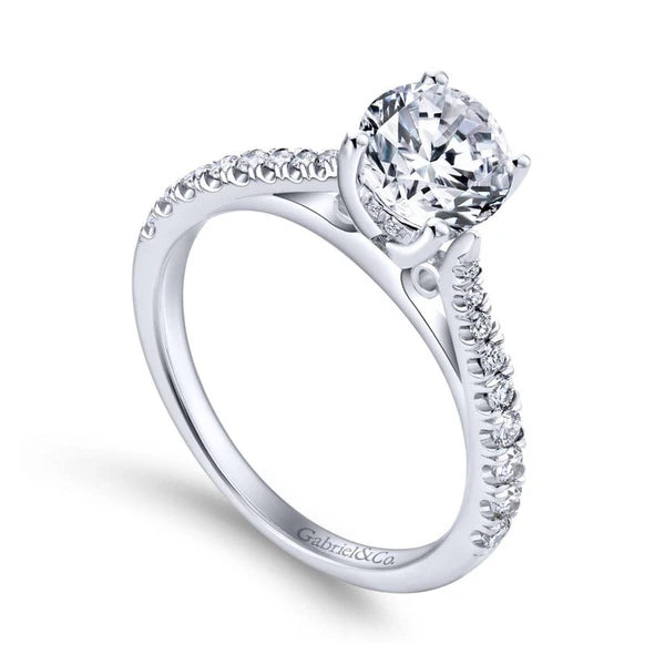 14K White Gold Round Diamond Engagement Ring