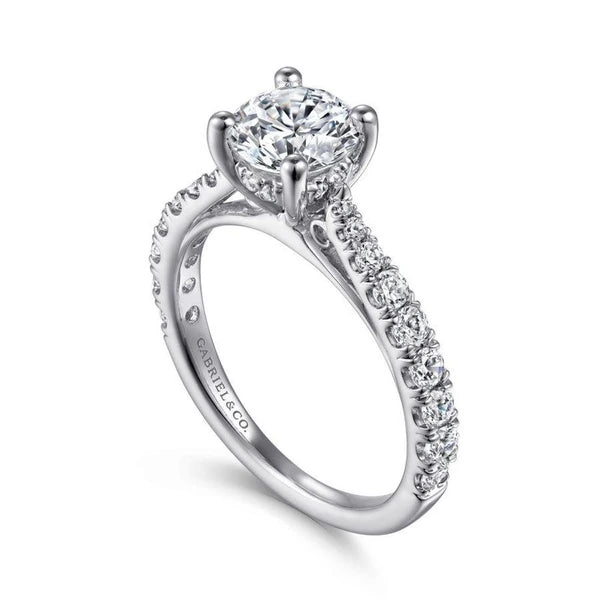 14K White Gold Round Diamond Engagement Ring