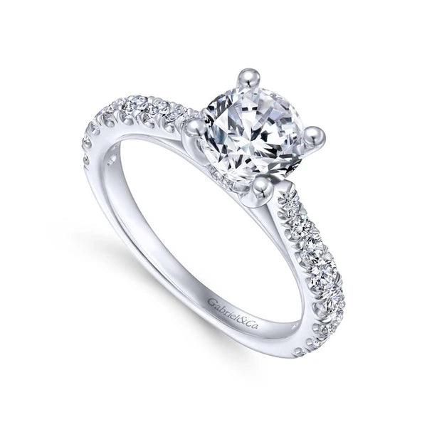 14K White Gold Round Diamond Engagement Ring