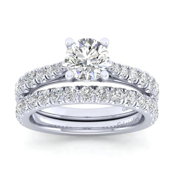 14K White Gold Round Diamond Engagement Ring