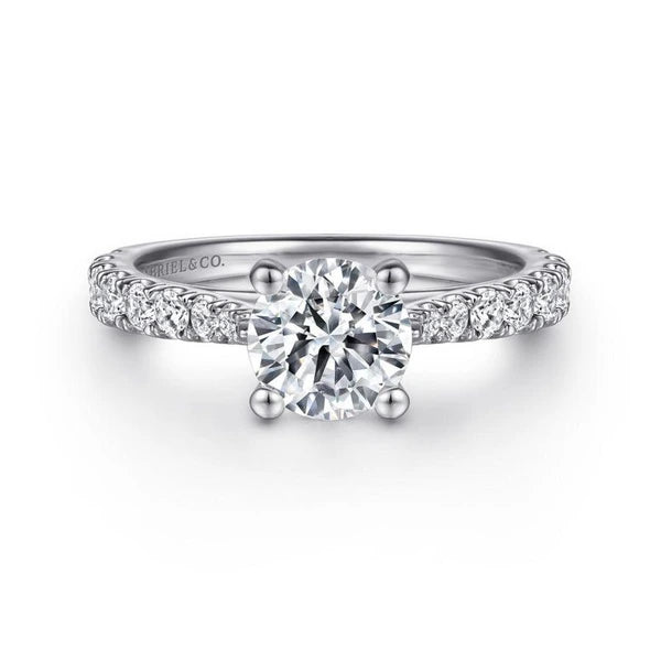 14K White Gold Round Diamond Engagement Ring
