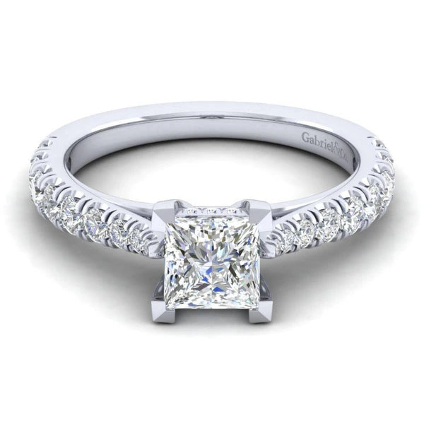14K White Gold Princess Cut Diamond Engagement Ring