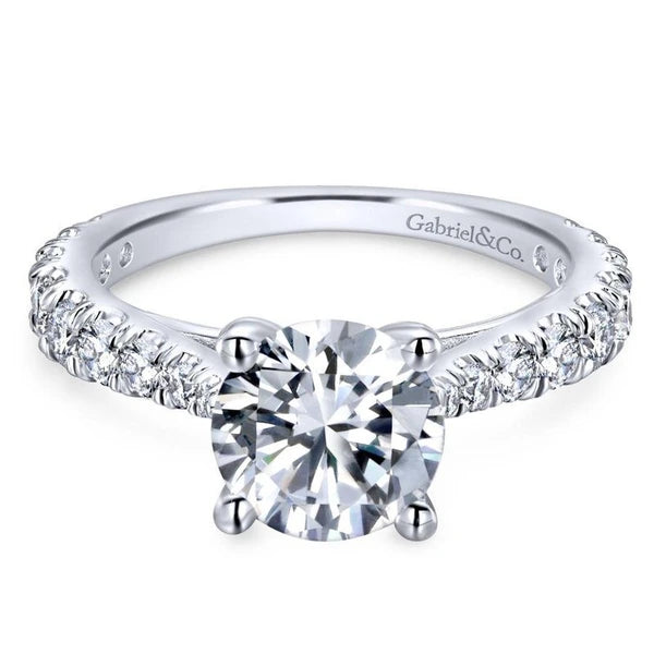 14K White Gold Round Diamond Engagement Ring