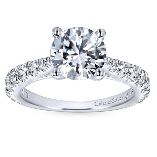 14K White Gold Round Diamond Engagement Ring