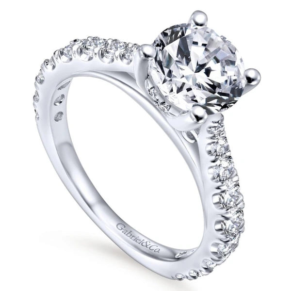 14K White Gold Round Diamond Engagement Ring