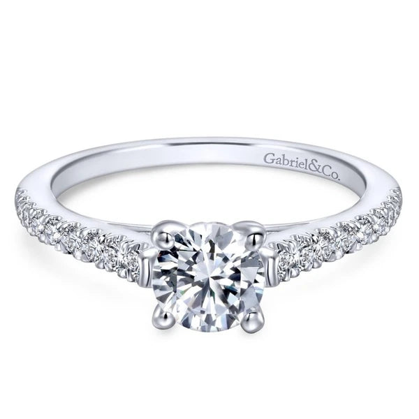 14K White Gold Round Diamond Engagement Ring