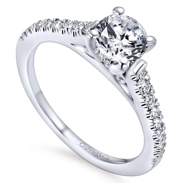 14K White Gold Round Diamond Engagement Ring