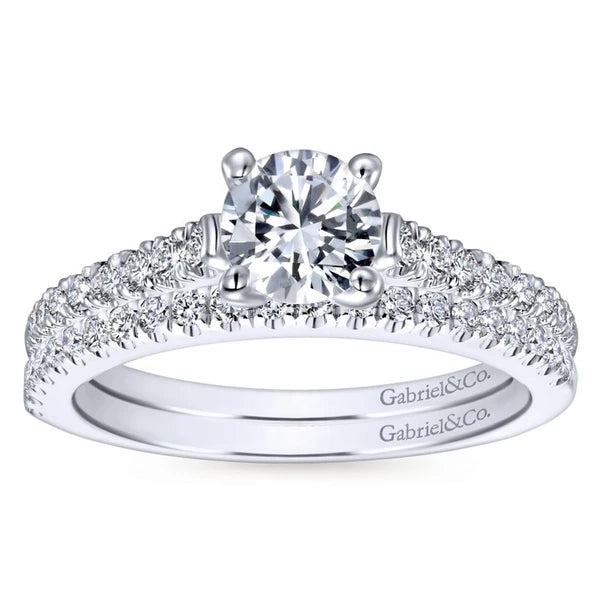 14K White Gold Round Diamond Engagement Ring