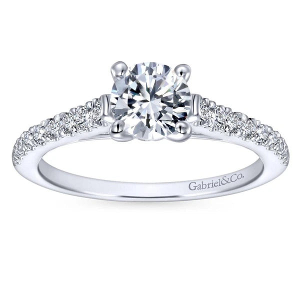 14K White Gold Round Diamond Engagement Ring